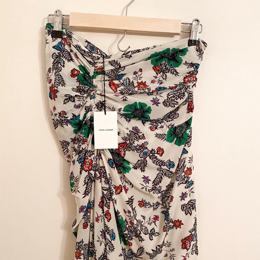 ISABEL MARANT 100% Silk Floral Asymmetric Skirt